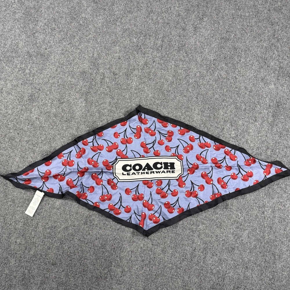 Coach Silk Scarf Diamond Cherry Print Neck Tie Logo Luxury